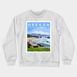 Cannon Beach, Oregon Travel Illustration Crewneck Sweatshirt